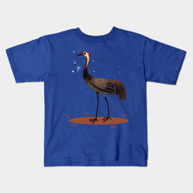 Heron Painting Hand Drawn Kids T-Shirt by Mako Design 